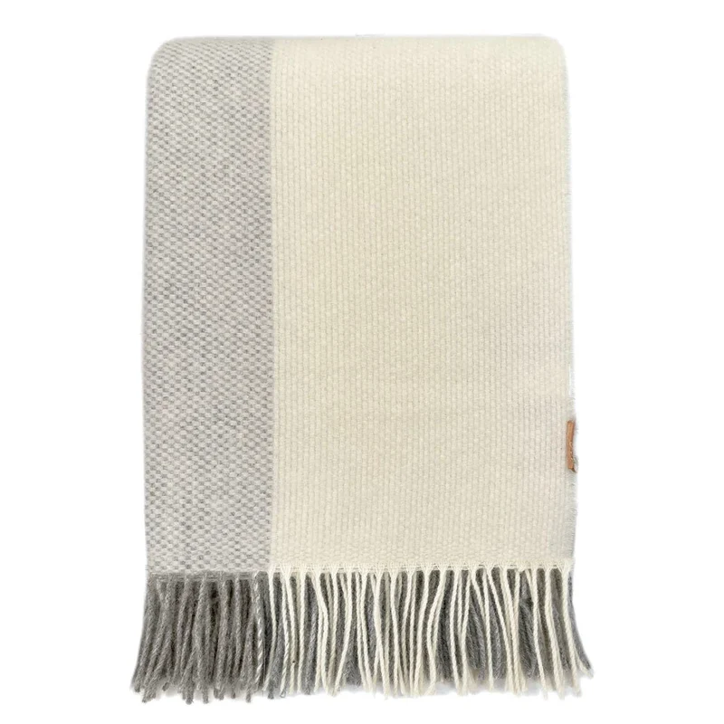 Plaid laine gris et blanc