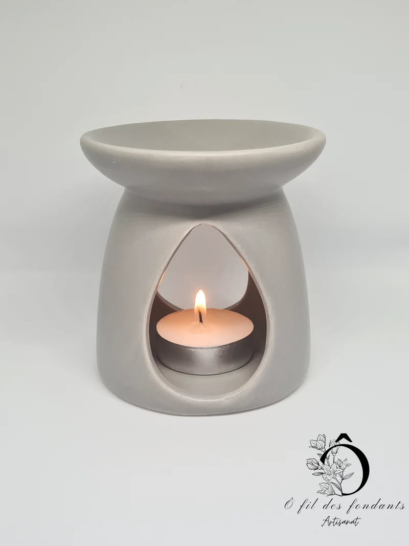 Brûle parfum Gris Mate en céramique