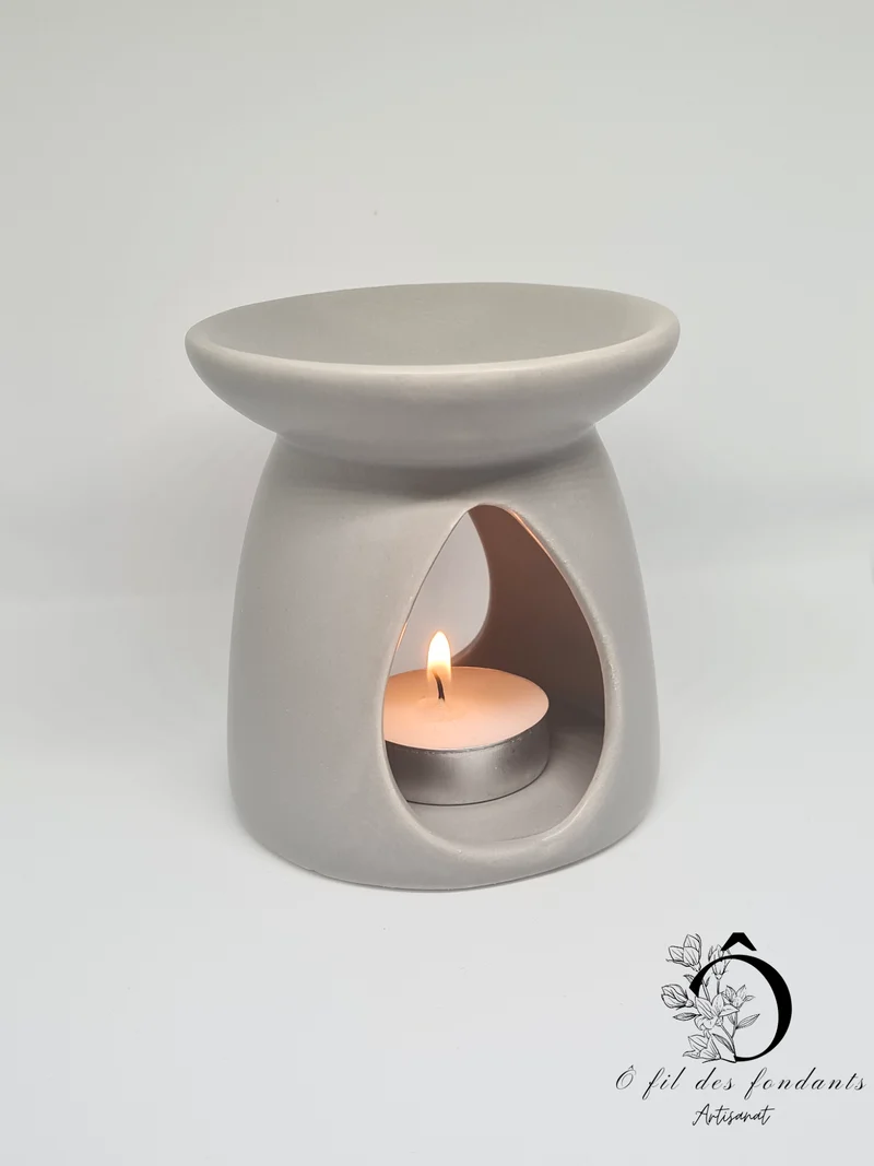 Brûle parfum Gris Mate en céramique