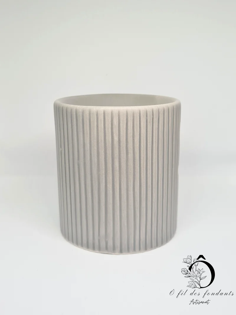 Brûle parfum Gris Lignes Mate en céramique