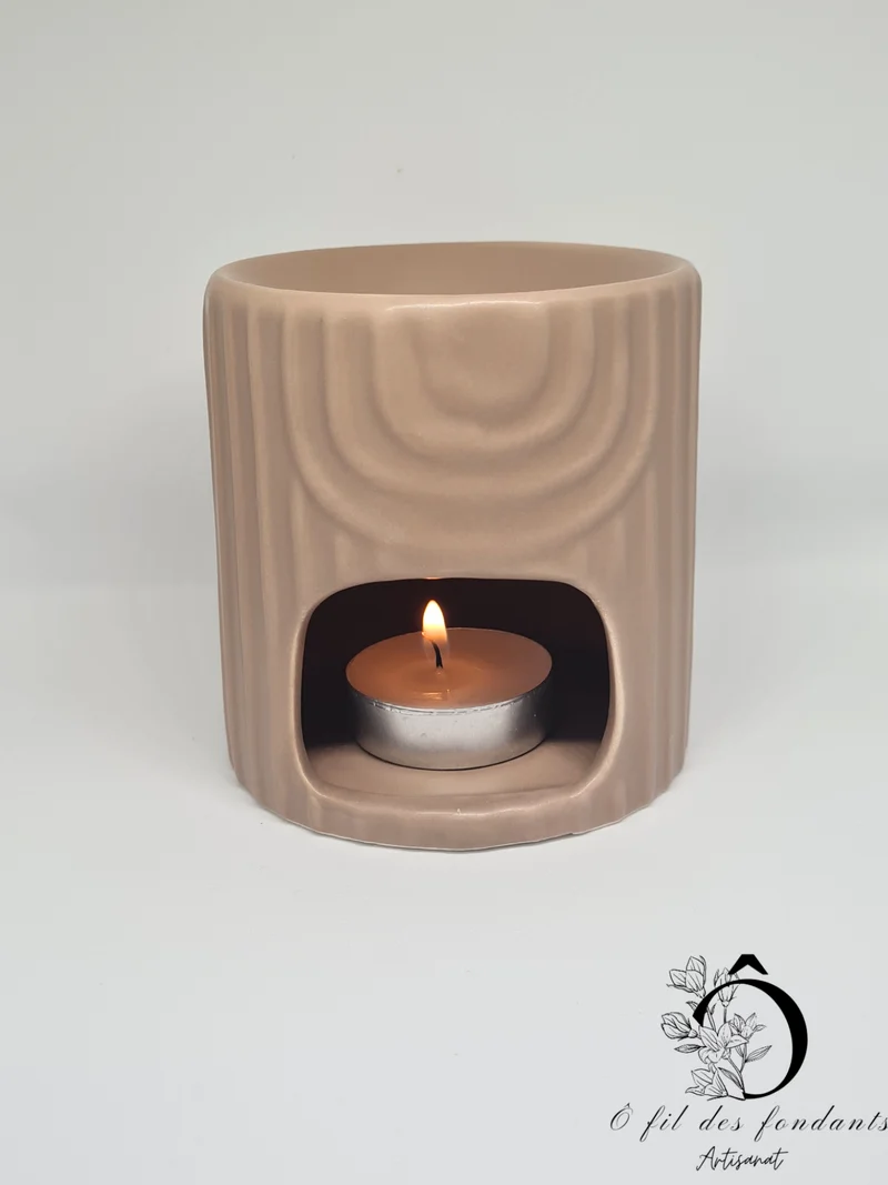 Brûle parfum Marron Mate Vagues en céramique