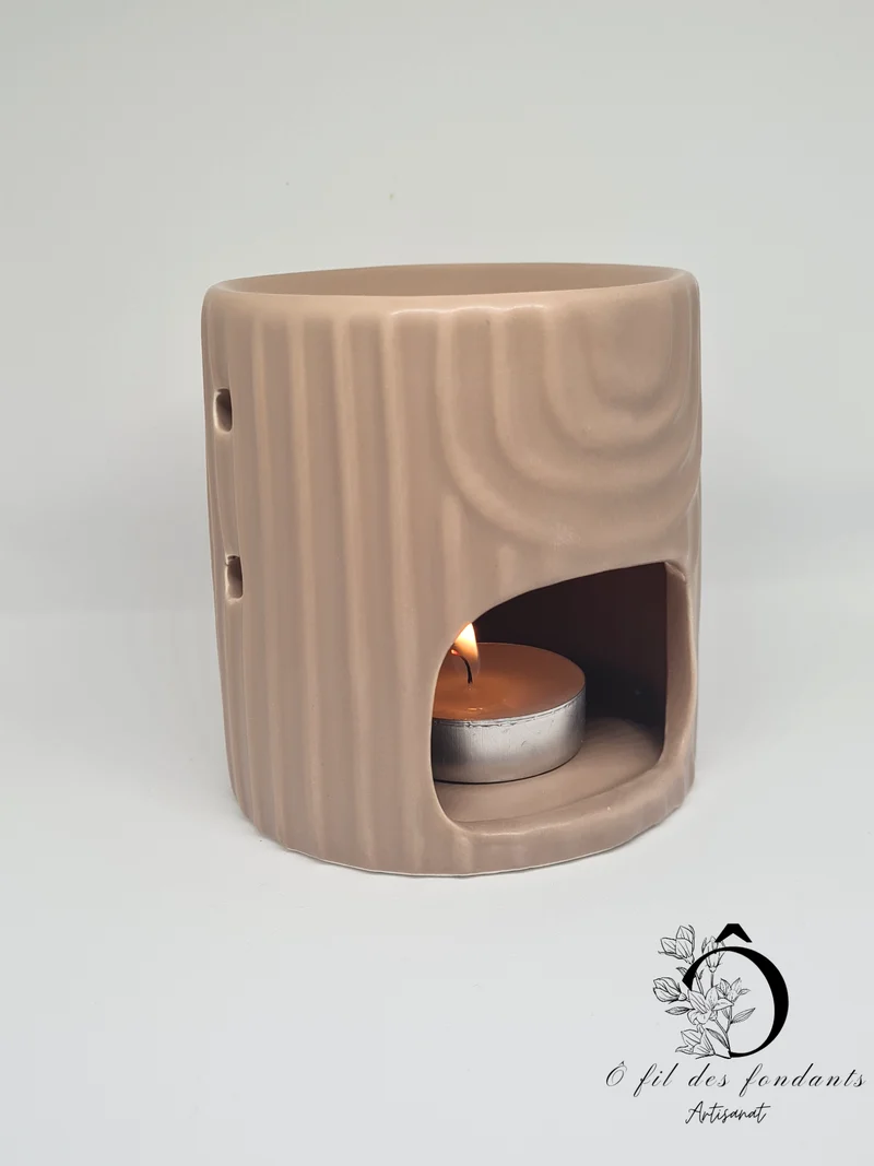 Brûle parfum Marron Mate Vagues en céramique