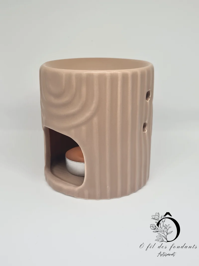 Brûle parfum Marron Mate Vagues en céramique