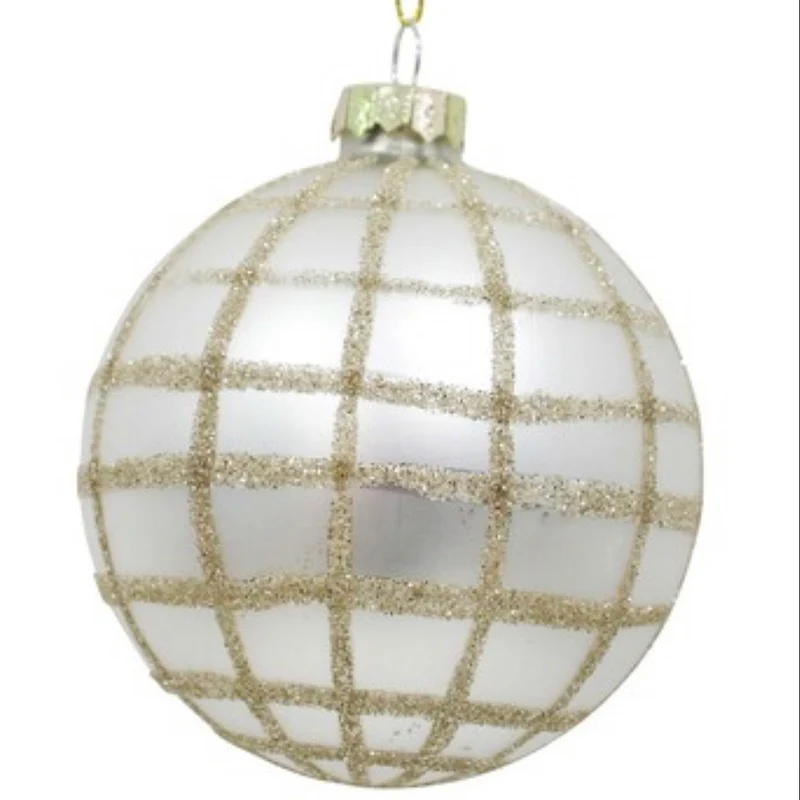 Glass Gold Bauble - Tartan