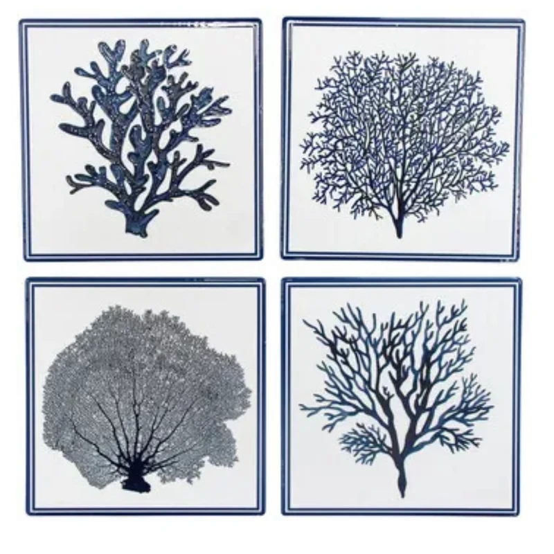 Coral Coasters - Blue & White Ceramic
