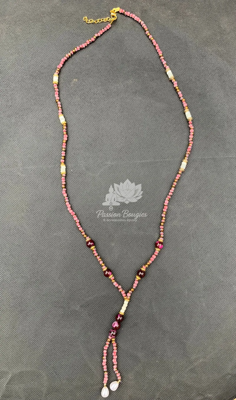Collier sautoir en Jaspes impériales violines