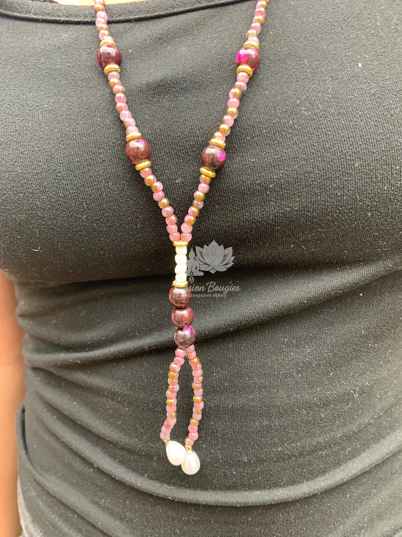 Collier sautoir en Jaspes impériales violines