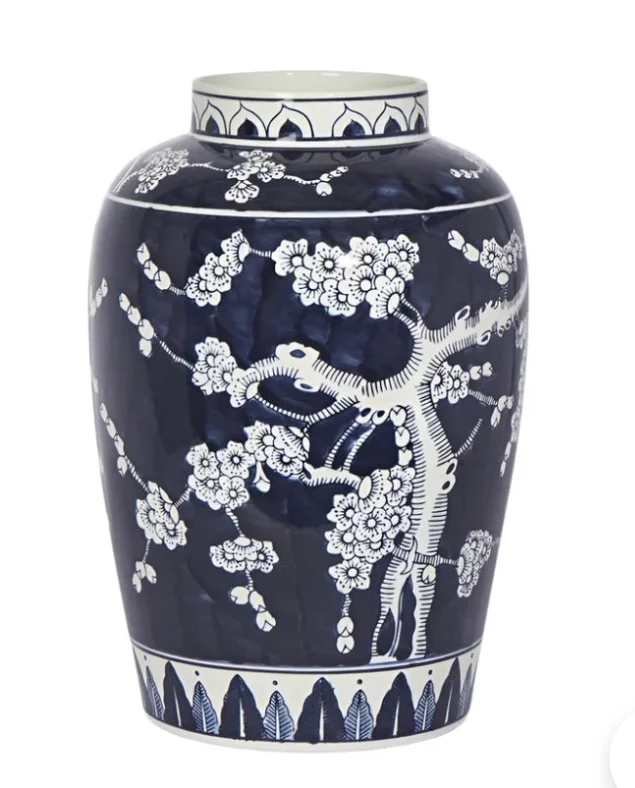 Cherry Blossom Blue & White Vase