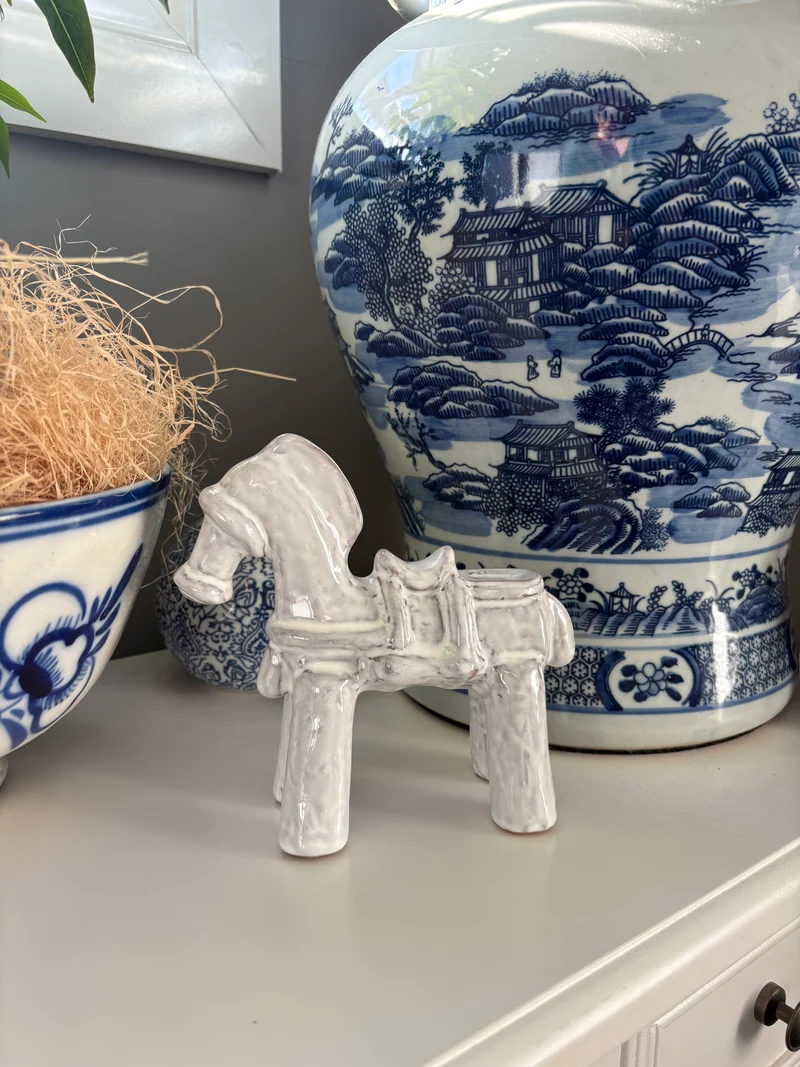 Horse Figurine - White Ceramic