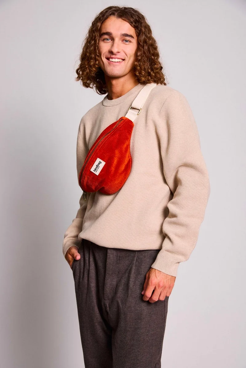 Sac banane velours brique