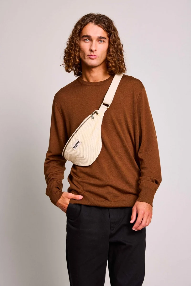 Sac banane velours ivoire