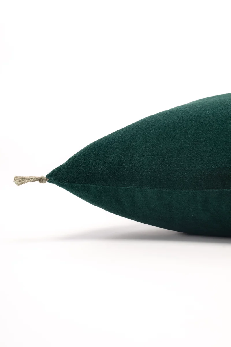 Coussin velours bleu canard