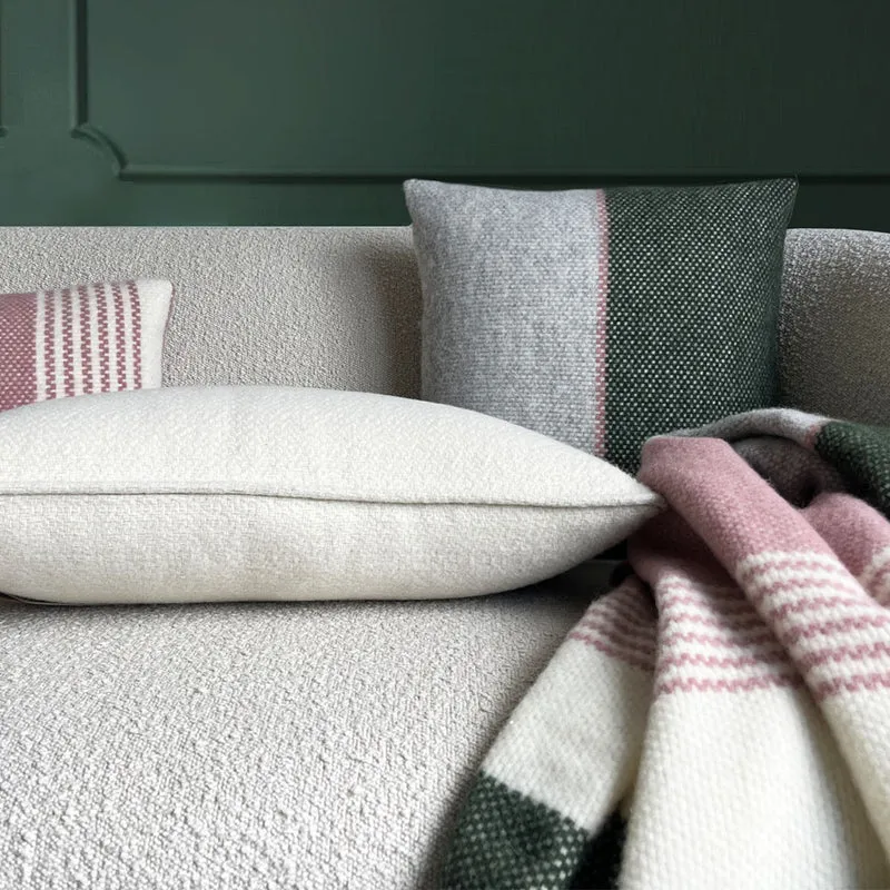 Plaid en laine rose et vert
