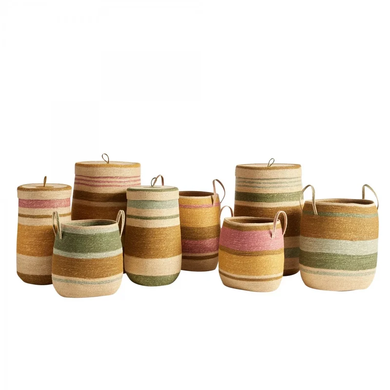Panier anse tissé noisette vert M
