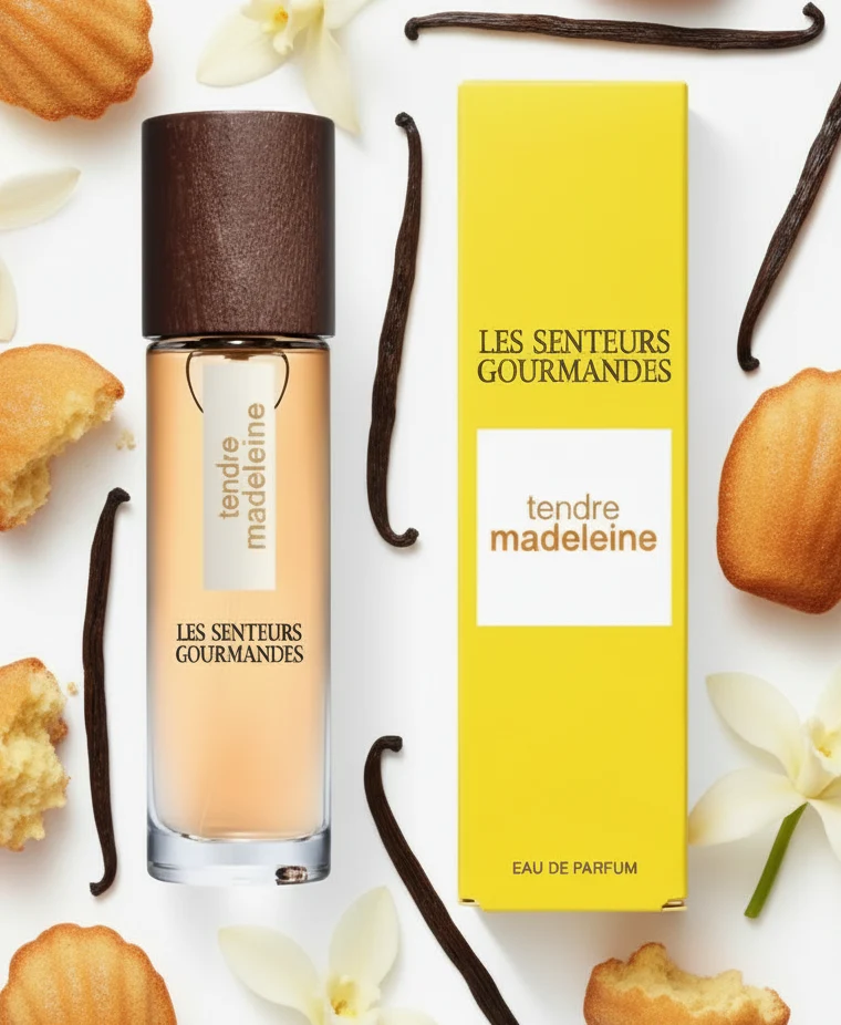 Eau de Parfum TENDRE MADELEINE – Vanille, Pâtisserie & Musc – 90% Naturel – Gourmande & Émotionnelle – 15ml – LES SENTEURS GOURMANDES