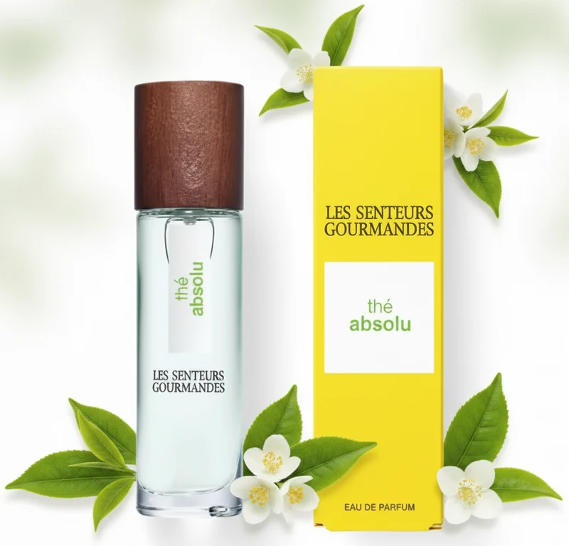 Eau de Parfum THÉ ABSOLU – Thé Vert, Rose & Bois de Cèdre – 88% Naturel – Verte & Florale – 15ml – LES SENTEURS GOURMANDES