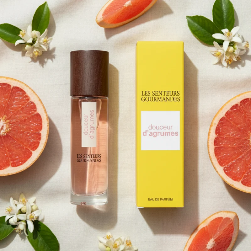 Eau de Parfum DOUCEUR D'AGRUMES – Pamplemousse Rose, Fleur d'Oranger & Musc Blanc – 89% Naturel – 15ml – LES SENTEURS GOURMANDES