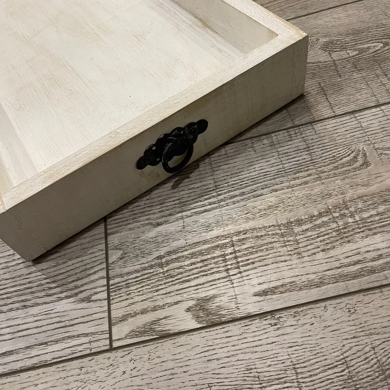 White Wooden Tray with Handles