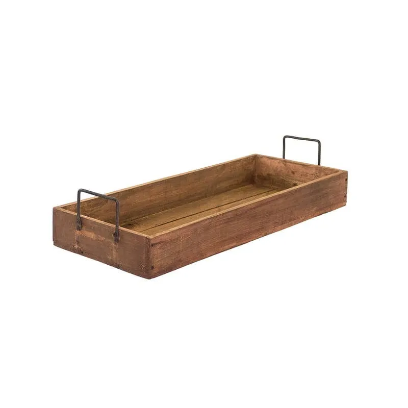 Rustic Wood Tray with Iron Handles ~ 2 Colors