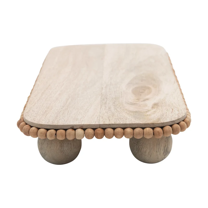 Mango Wood Pedestal with Beaded Edge