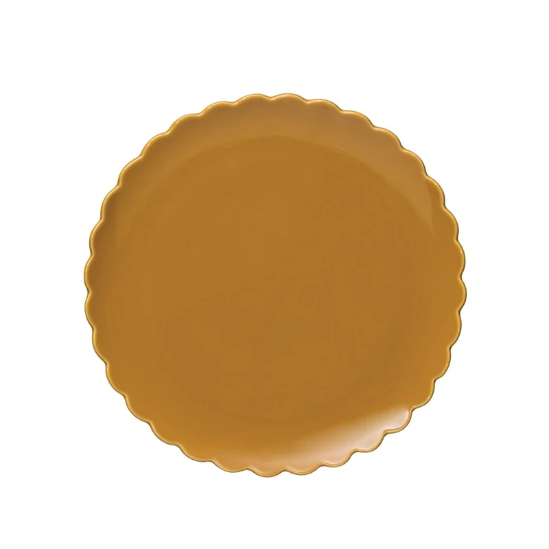 Stoneware Scalloped Plate, Mustard