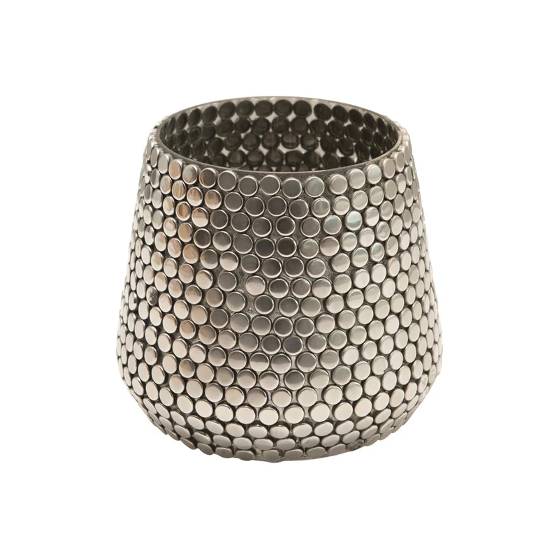Pewter Glass & Metal Mosaic Votive Holder