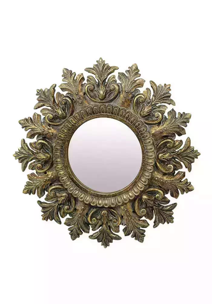 Miroir Rond Ester En Bois Doré