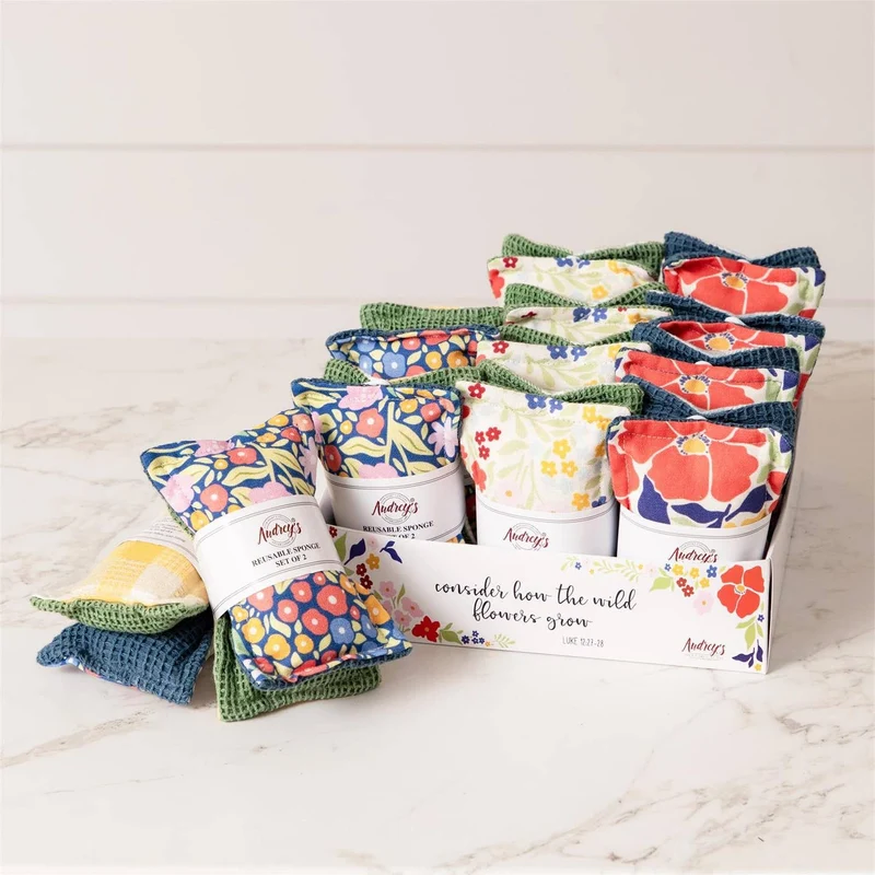 Reusable Fabric Sponges ~ Set of 2 ~ Various Prints