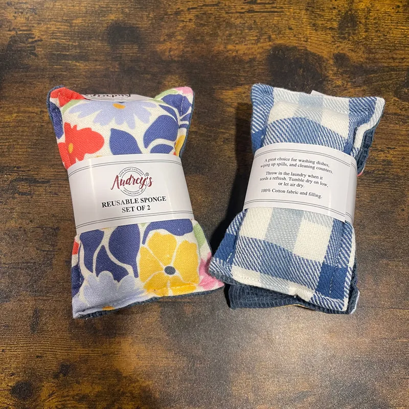 Reusable Fabric Sponges ~ Set of 2 ~ Various Prints
