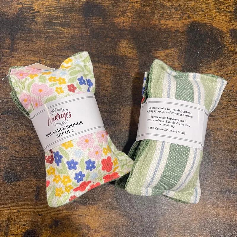 Reusable Fabric Sponges ~ Set of 2 ~ Various Prints
