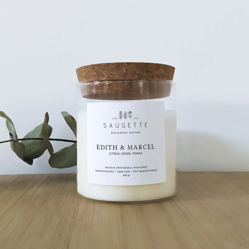 Edith & Marcel - Bougie artisanale parfumée à la cire de soja naturelle