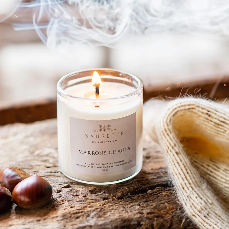 Marrons chauds - Bougie artisanale parfumée à la cire de soja naturelle