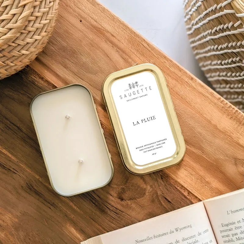 La pluie - Les p'tites Saugette - 2 mèches - Bougie artisanale parfumée à la cire de soja naturelle