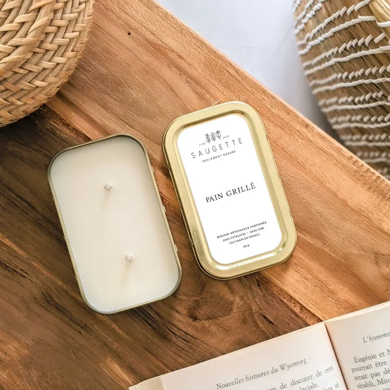 Pain grillé - Les p'tites Saugette - 2 mèches - Bougie artisanale parfumée à la cire de soja naturelle