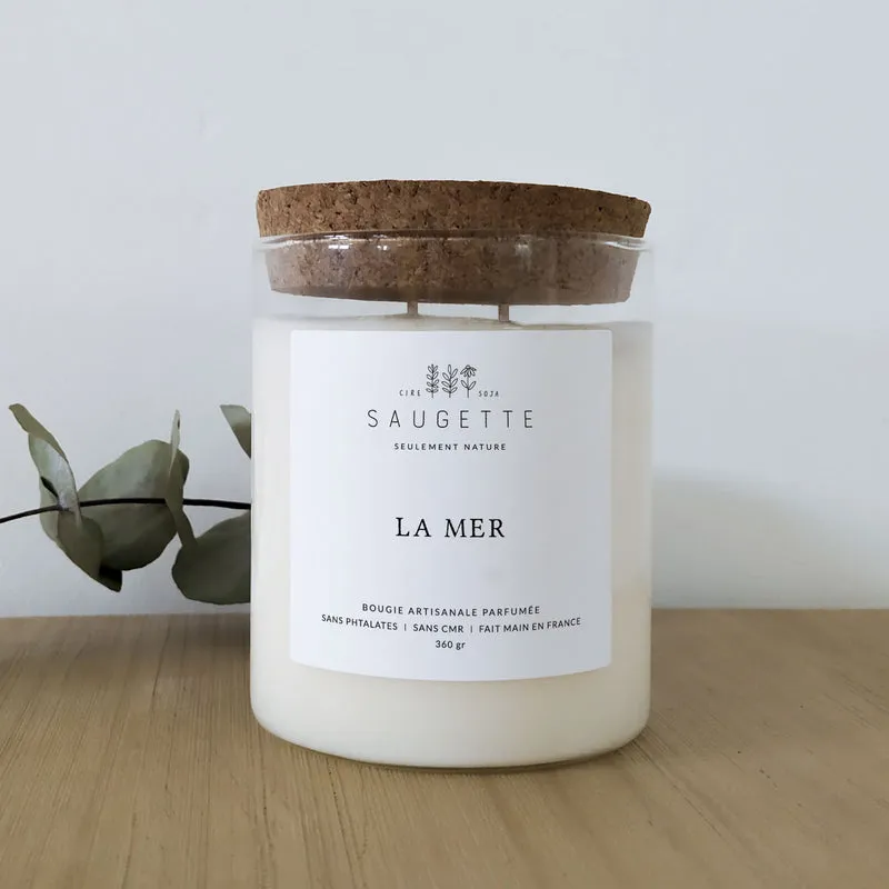 La mer - Bougie artisanale parfumée à la cire de soja naturelle