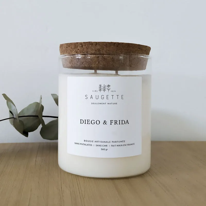 Diego et Frida - Bougie artisanale parfumée à la cire de soja naturelle