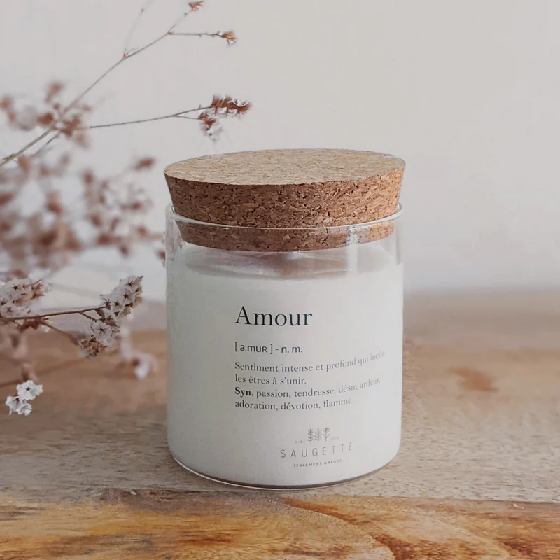 Amour - Bougie artisanale parfumée à la cire de soja naturelle