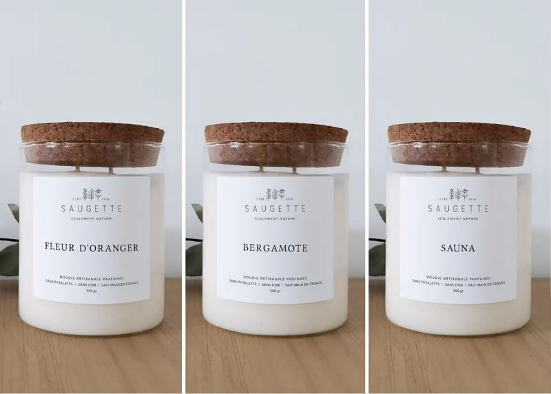 Pause Zen - Assortiment de 3 bougies artisanales parfumées à la cire de soja naturelle - Fleur d'oranger, Bergamote, Sauna