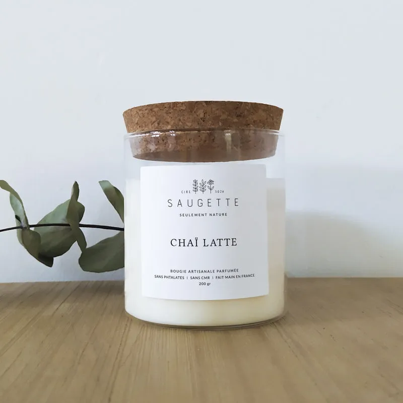 Chaï latte - Bougie artisanale parfumée à la cire de soja naturelle