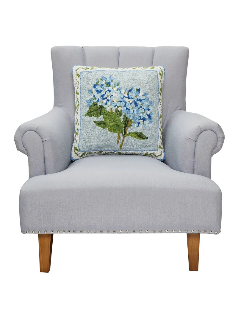 Blue Hydrangea Hook Pillow - Sally Eckman Roberts