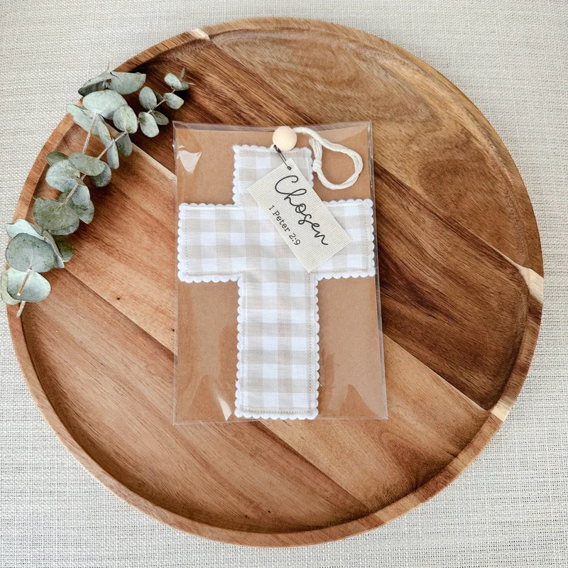 Handmade Natrual Gingham Fabric Cross - 2 Styles