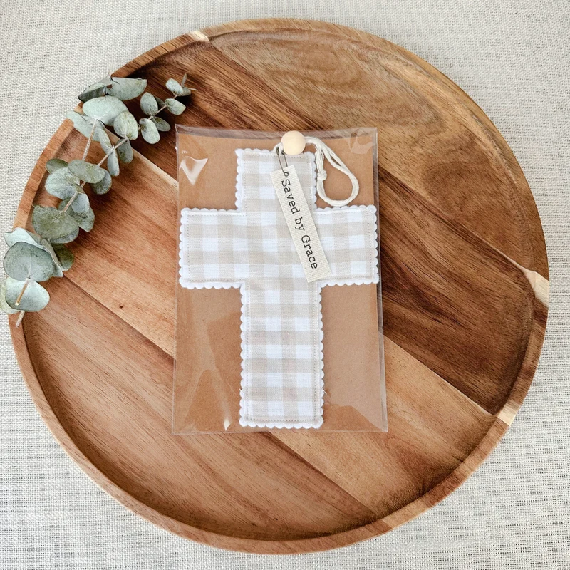 Handmade Natrual Gingham Fabric Cross - 2 Styles