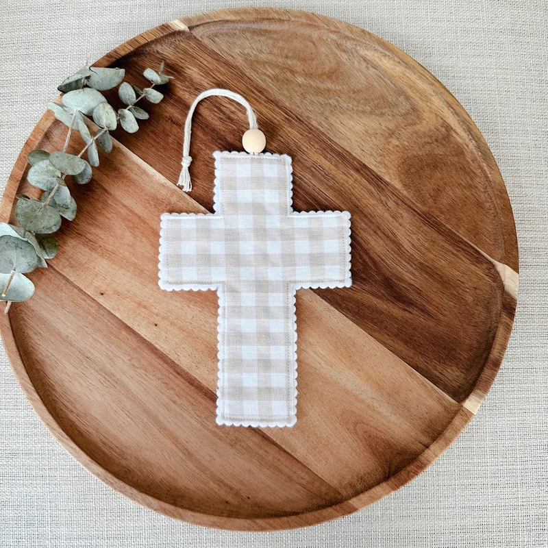 Handmade Natrual Gingham Fabric Cross - 2 Styles