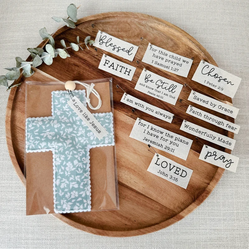 Green Cottage Floral Fabric Cross - 2 Styles