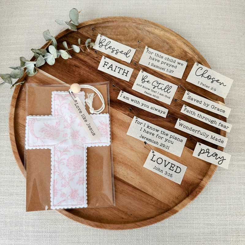 Handmade Light Pink Floral Fabric Cross - 2 Styles