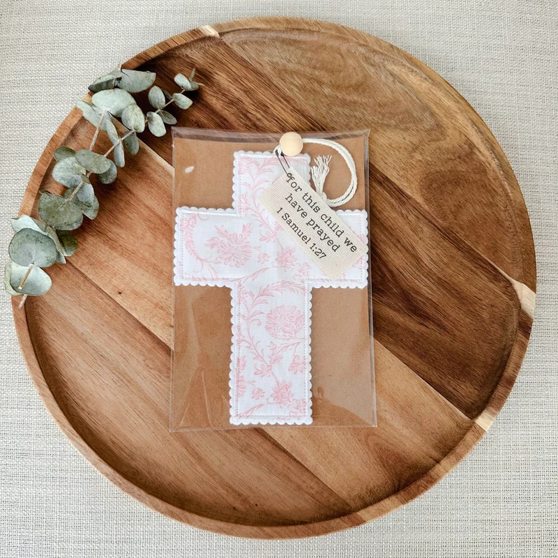 Handmade Light Pink Floral Fabric Cross - 2 Styles