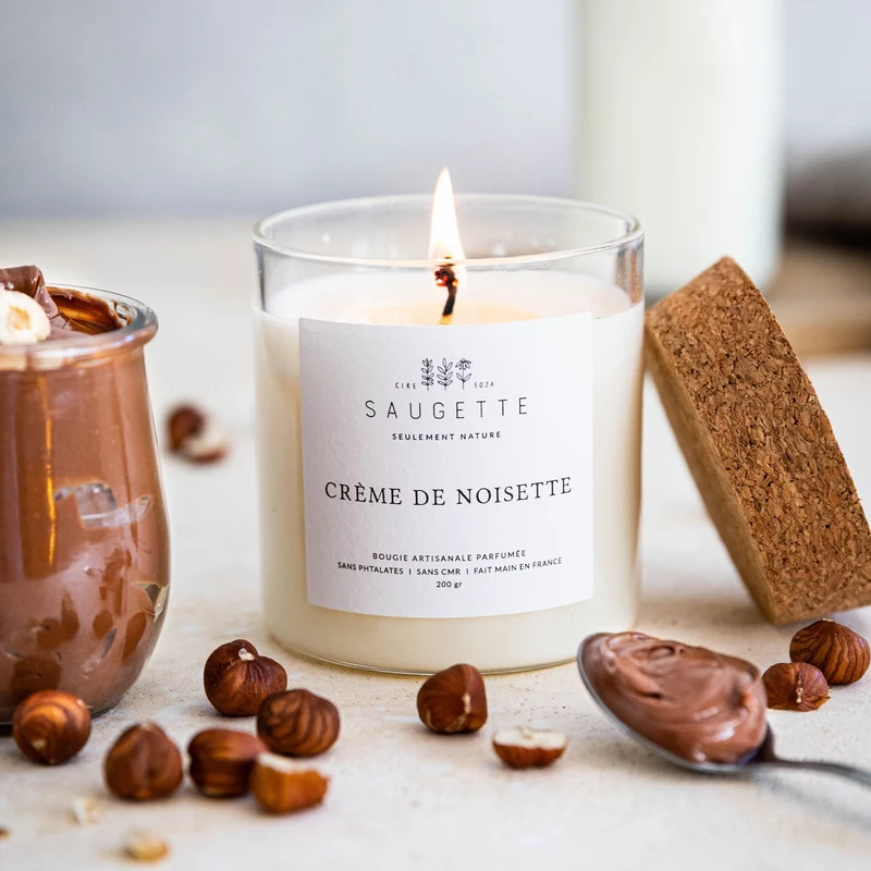 Crème de noisette - Bougie artisanale parfumée à la cire de soja naturelle