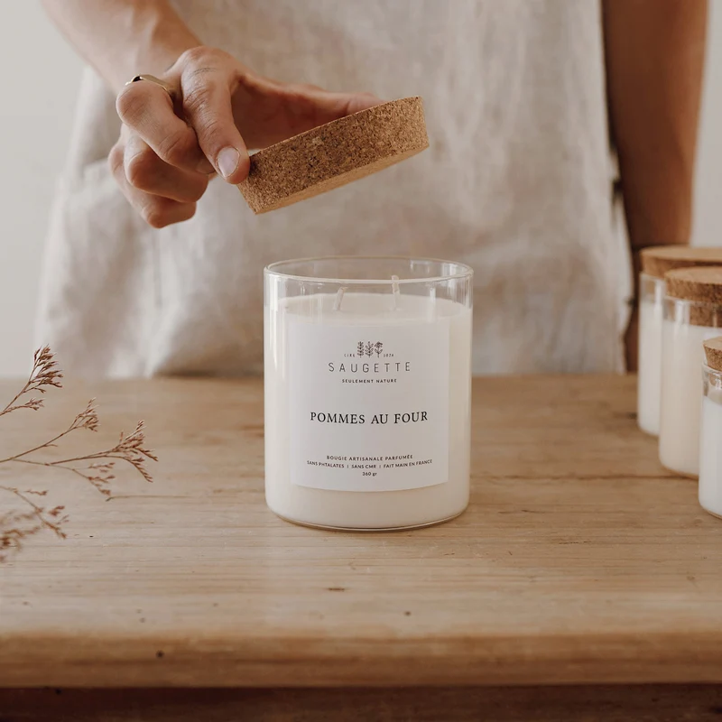 Pommes au four - Bougie artisanale parfumée à la cire de soja naturelle