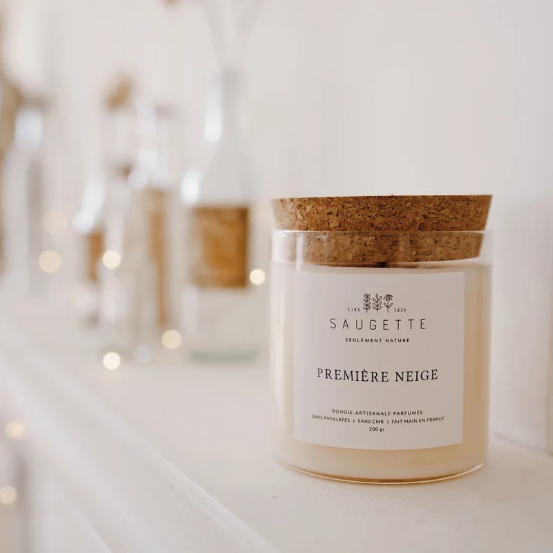 Première neige - Bougie artisanale parfumée à la cire de soja naturelle