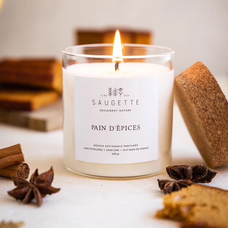 Pain d'épices - Bougie artisanale parfumée à la cire de soja naturelle